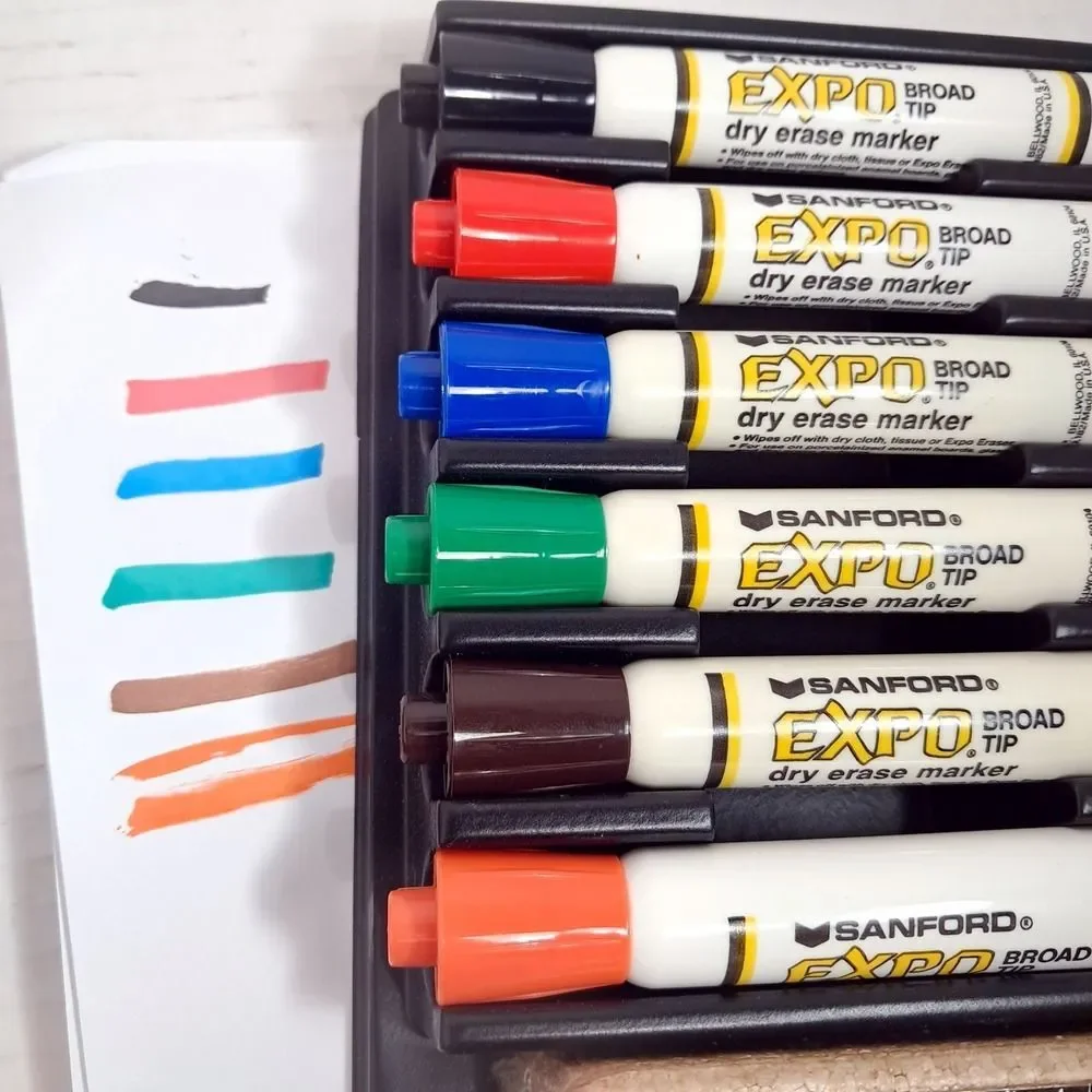 Vintage EXPO Dry-Erase Markers 6 Pack‎ Organizer Sanford 83056 Broad tip POTENT